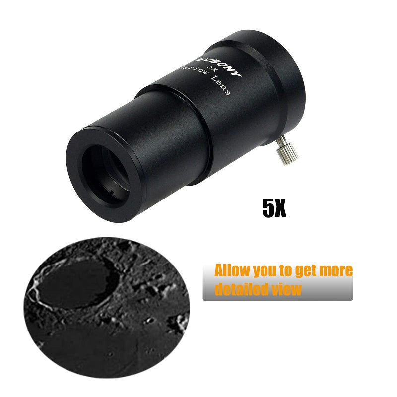 SVBONY Telescope Barlow Lens 5X, 1.25 Inch Telescope Accessory, Fully Multi Coated Broadband Green Film Barlow Lens 5X for Astronomy & Astrophotography - Image 4